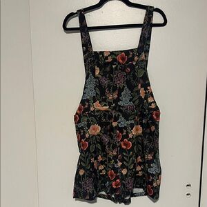 LIGHTWEIGHT CORDUROY FLORAL BUTTON ROMPER - Cider